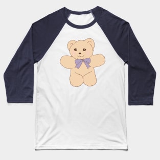 teddy bear ribbon coquette dollette cream purple Baseball T-Shirt